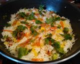 A picture of step 11 of Mushroom Biryani.