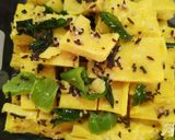 A picture of step 7 of Khandvi Dhokla.