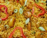 A picture of step 6 of King prawns & pointed peppers biryani.