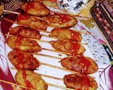 A picture of step 4 of Chicken potato stick kabab.