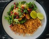 A picture of step 5 of Smoked Paprika-Lemon-Cracked Black Pepper Crumbed Haddock with ChefMrstorm’s Summer Salad.