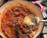 A picture of step 4 of Bolognese sauce - ragù.
