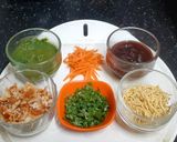 A picture of step 1 of Tricolour Dahi Batata Puri with A Twist.