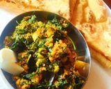 A picture of step 5 of Muli ki subji with maize flour.