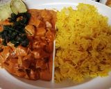 A picture of step 7 of Butter Chicken with Saffron Rice. 😁.