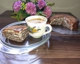 A picture of step 9 of Çhocolate Çrepes Çake with Çoffee.