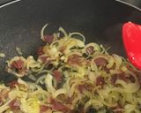 Foto del paso 3 de la receta Acelgas y espinacas salteadas con setas y jamón ibérico