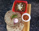 A picture of step 3 of Methi sabzi bajri roti and peanut chutney.