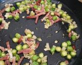 A picture of step 2 of Linguine with speck, saffron and asparagus.