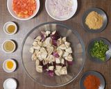 A picture of step 1 of Eggplant curry/ Vangi Bhaaji/ Brinjal curry.