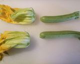 A picture of step 1 of Saffron, zucchine (with flowers) and speck risotto.