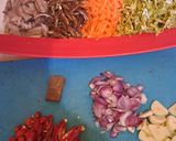 Foto langkah ke 2 dari resep Tumis bunga pepaya,daging dan teri ngk pahit.
