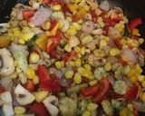 A picture of step 6 of Bachemel sauce pasta.
