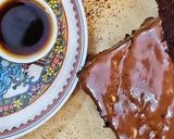 A picture of step 8 of Micro Chocolate Brownie with black Coffee.