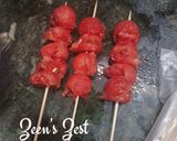 A picture of step 2 of Watermelon Tanghulu.