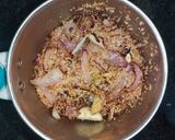A picture of step 3 of Maharashtrian Sev bhaji.