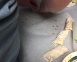 A picture of step 3 of Smoked Brisket "Spring Rolls".