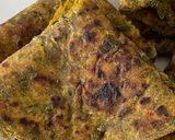 A picture of step 6 of Palak paratha with Boondi Raita.
