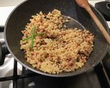 A picture of step 5 of Fregola Sarda with Clams, Bell Pepper, and Roasted Datterini Tomatoes.