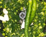 A picture of step 3 of PPP fitters palak paneer peas.