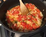 Une image de l'étape 8 de Spaghettis tricolores à la pancetta, poivrons, tomates, champignons et gruyère.