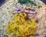 A picture of step 6 of Linguine with Clams, Yellow Bell Pepper, and Green Chili.