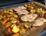 A picture of step 3 of Sheet Pan Chicken with Potatoes and Carrots.