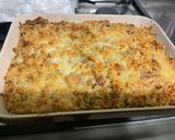 A picture of step 14 of Gratin with Orzo, Sausages, Mushrooms, and Emmental Cheese.