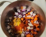 A picture of step 1 of Carrot Onion Curry Baked Oats.