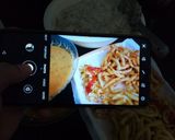 A picture of step 5 of Boiled rice with daal and fries.