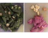 Foto langkah ke 1 dari resep Okra kuah yogurt (Dahi Bhindi).