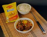 A picture of step 10 of Maggi Manchurian with Steamed Rice.