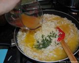 A picture of step 8 of Venison sausages risotto.