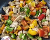 A picture of step 2 of Cashew chicken.