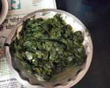 A picture of step 1 of Palak corn sabji or spinach corn ki sabji.