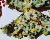A picture of step 6 of Creamy Spinach Corn Bread Pizza.