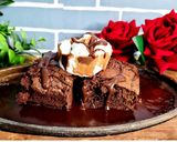 A picture of step 1 of Sizzler Fudge Brownie With Homemade Chocolate Sauce.