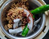 A picture of step 3 of Banana flowers dip in mustard seeds.