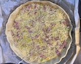 Une image de l'étape 3 de Tarte aux poireaux & lardons à l'ancienne.