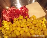 A picture of step 2 of Corn Tofu Pork Meatballs.