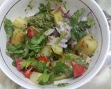 A picture of step 2 of Dhaniya Pudina Aloo Chaat.
