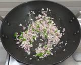 A picture of step 2 of Lal saag subji.