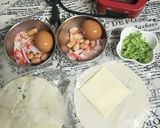 蟹肉棒小肉豆起士烘蛋蔥抓餅串串(厚燒熱壓三明治機小小v)的食譜步驟1照片