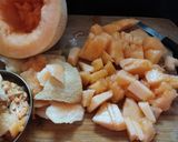 A picture of step 1 of Muskmelon Sorbet.