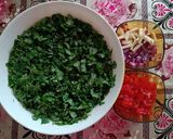 A picture of step 1 of Mchicha Subji (A leafy Vegetable).