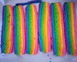Foto langkah ke 9 dari resep BoLu gulung rainbow isi blueberry.