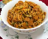 A picture of step 16 of Schezwan Egg Sausage Noodles.