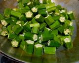 A picture of step 1 of Bhindi achari masala..