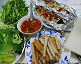 Hình bước làm 2 của món Cá saba nướng giấy bạc cuốn bánh tráng
