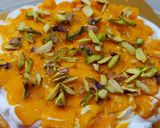 A picture of step 4 of Mango Rasmalai Cake.